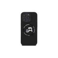 Karl Lagerfeld Liquid Silicone K&CH Heads MagSafe Zadní Kryt pro iPhone 16 Pro Černá