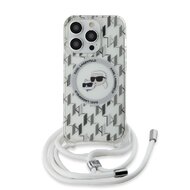 Karl Lagerfeld IML Monogram Crossbody K&CH Heads MagSafe Zadní Kryt pro iPhone 14 Pro Transparent