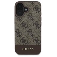Guess PU 4G Stripe Zadní Kryt pro iPhone 16 Hnědá