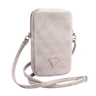 Guess PU 4G Triangle Logo Wallet Phone Bag Zipper, růžová