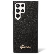 Guess PC/TPU Glitter Flakes Metal Logo Zadní Kryt pro Samsung Galaxy S23 Ultra Black