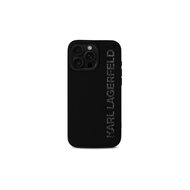 Karl Lagerfeld 3D Rubber Glitter Logo Zadní Kryt pro iPhone 16 Pro Černá