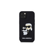 Karl Lagerfeld 3D Rubber Karl and Choupette Zadní Kryt pro iPhone 15 Černá