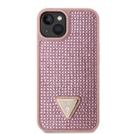 Guess Rhinestones Triangle Metal Logo Kryt pro iPhone 14 růžový