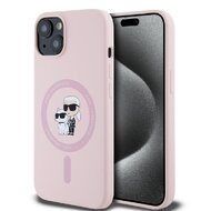 Karl Lagerfeld Liquid Silicone Karl and Choupette MagSafe Zadní Kryt pro iPhone 14 Pink