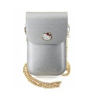Hello Kitty PU Metal Logo Leather Wallet Phone Bag Silver