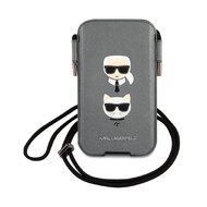 Karl Lagerfeld and Choupette Head Saffiano PU Pouch L Grey