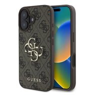 Guess PU 4G Metal Logo Zadní Kryt pro iPhone 16 Plus Brown