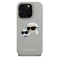 Karl Lagerfeld 3D Rubber Double Heads Zadní Kryt pro iPhone 16 Pro Béžová
