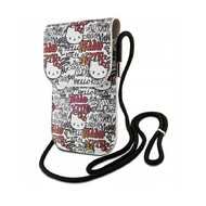 Hello Kitty Leather Tags Graffiti Phone Bag Beige