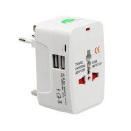 Univerzální cestovní adaptér - 2xUSB, 1xUSB-C, 1.0A, EU/US/UK/AU, 220V, Bílá