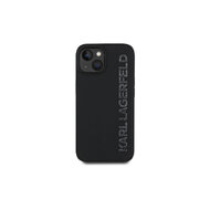 Karl Lagerfeld 3D Rubber Glitter Logo Zadní Kryt pro iPhone 15 Černá