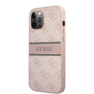 Guess PU 4G Printed Stripe Zadní Kryt pro iPhone 12/12 Pro Pink