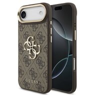 Guess zadní kryt pro iPhone Air, PU Kůže 4G Metal Logo Gold Frame - hnědá