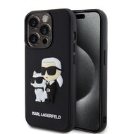 Karl Lagerfeld 3D Rubber Karl and Choupette Zadní Kryt pro iPhone 13 Pro Black