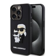 Karl Lagerfeld 3D Rubber Karl and Choupette Zadní Kryt pro iPhone 14 Pro Black