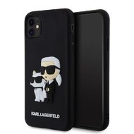 Karl Lagerfeld 3D Rubber Karl and Choupette Zadní Kryt pro iPhone 12/12 Pro Black