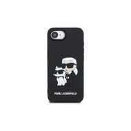 Karl Lagerfeld 3D Rubber Karl and Choupette Zadní Kryt pro iPhone 16e Černá