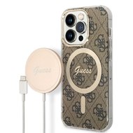 Guess 4G MagSafe Kompatibilní Zadní Kryt + Bezdrátová Nabíječka pro iPhone 14 Pro