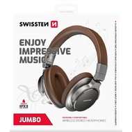 BLUETOOTH STEREO SLUCHÁTKA SWISSTEN JUMBO STŘÍBRNÁ/HNĚDÁ