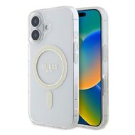 Guess IML Glitter Ring MagSafe Zadní Kryt pro iPhone 16 Plus Transparent