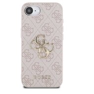 Guess PU 4G Metal Logo Zadní Kryt pro iPhone 16e Růžová