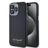 Karl Lagerfeld Grained PU Hotel RSG Zadní Kryt pro iPhone 15 Pro Black