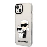 Karl Lagerfeld IML Glitter Karl and Choupette NFT Zadní Kryt pro iPhone 13 Transparent