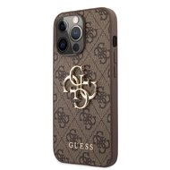 Guess PU 4G Metal Logo Zadní Kryt pro iPhone 13 Pro Brown