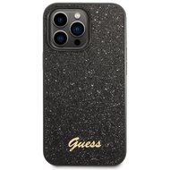 Guess PC/TPU Glitter Flakes Metal Logo Zadní Kryt pro iPhone 14 Pro Max Black