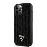 Guess Rhinestones Triangle Metal Logo Kryt pro iPhone 12/12 Pro černý