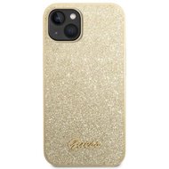 Guess PC/TPU Glitter Flakes Metal Logo Zadní Kryt pro iPhone 14 Gold