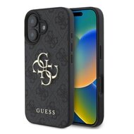 Guess PU 4G Metal Logo Zadní Kryt pro iPhone 16 Plus Grey