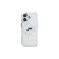 Karl Lagerfeld IML K&CH Heads Metal Frame MagSafe Zadní Kryt pro iPhone 16 Průhledná