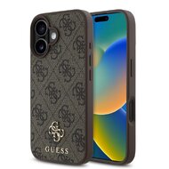 Guess PU 4G Small Metal Logo MagSafe Zadní Kryt pro iPhone 16 Brown