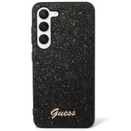 Guess PC/TPU Glitter Flakes Metal Logo Zadní Kryt pro Samsung Galaxy S23+ Black