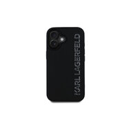 Karl Lagerfeld 3D Rubber Glitter Logo Zadní Kryt pro iPhone 16 Černá