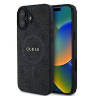 Guess PU Leather 4G Colored Ring MagSafe Zadní Kryt pro iPhone 16 Plus Black