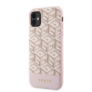Guess PU G Cube MagSafe Kompatibilní Zadní Kryt pro iPhone 11 růžový