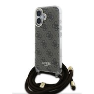 Guess IML 4G Printed Crossbody Popruh Zadní Kryt pro iPhone 16 Brown