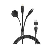 Connect IT Wirez Datový kabel 6v1, 1x USB-C 1x Lightning 1x Watch charger 1.25 m - černá Connect IT Wirez Datový kabel 6v1, 1x USB-C 1x Lightning 1x Watch charger 1.25 m - černá