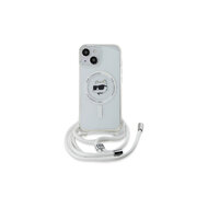 Karl Lagerfeld IML Crossbody Choupette Head MagSafe Zadní Kryt pro iPhone 15 Průhledná