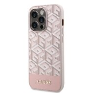 Guess PU G Cube MagSafe Zadní Kryt pro iPhone 13 Pro růžový