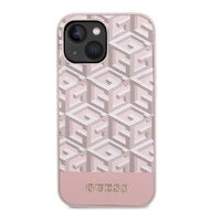 Guess PU G Cube MagSafe Kompatibilní Zadní Kryt pro iPhone 14 růžový