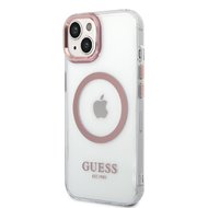 Guess Transparent MagSafe Zadní Kryt pro iPhone 14 Plus Pink