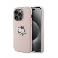 Hello Kitty PU Kitty Asleep Logo MagSafe Zadní Kryt pro iPhone 15 Pro, růžová