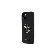 Guess PU 4G Metal Logo Zadní Kryt pro iPhone 15 Černá