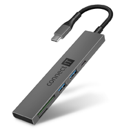Connect IT Compact PRO USB-C hub + čtečka karet (2xUSB-A 3.0, 1xUSB-C) - šedá Connect IT Compact PRO USB-C hub + čtečka karet (2xUSB-A 3.0, 1xUSB-C) - šedá