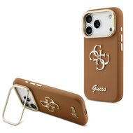 Guess zadní kryt pro iPhone 17 Pro, PU Grained 4G Logo Stand Camera Frame - hnědá Guess zadní kryt pro iPhone 17 Pro, PU Grained 4G Logo Stand Camera Frame - hnědá