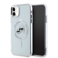 Karl Lagerfeld IML K&CH Heads Metal Frame MagSafe Zadní Kryt pro iPhone 11 Transparent